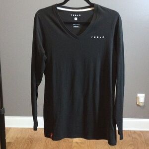 NWT XL Tesla Black V-neck Long Sleeve T-shirt